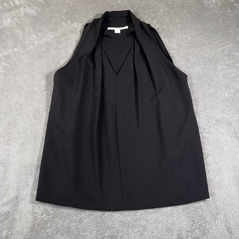 Diane von Furstenberg Regan Top Womens Small Black Sleeveless Career Lightweight